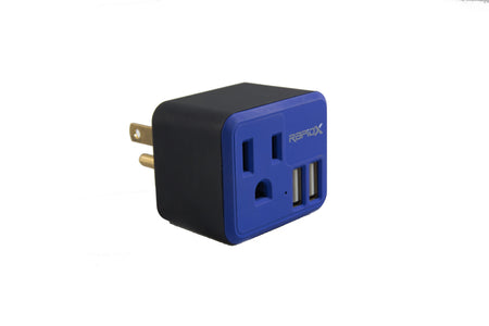 PowX-2 Wall Outlet with 2 USB Ports by RapidX Blue - RapidX