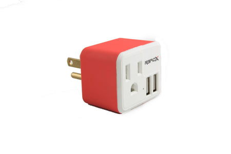 PowX-2 Wall Outlet with 2 USB Ports by RapidX Red - RapidX